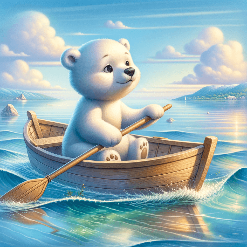 小白熊在海面划船